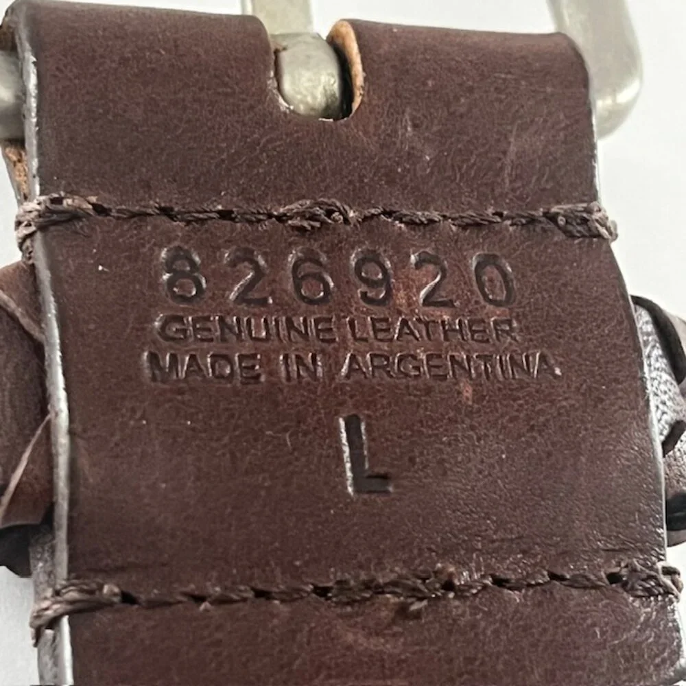 DKNY Dark Brown Braided Leather Belt with Silver Buckle